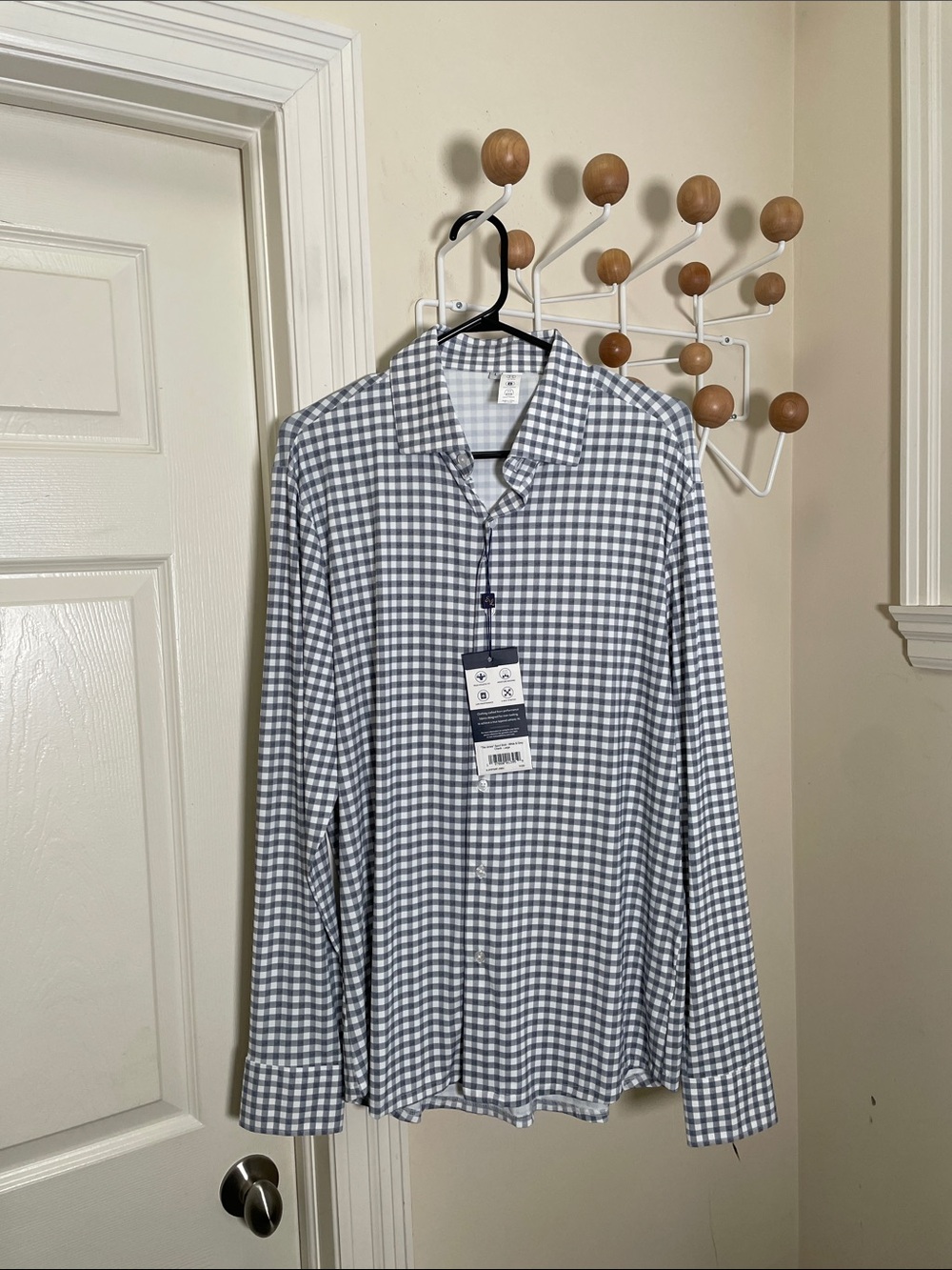 State & Liberty - NWT Stretch Preppy Check Button-Down Shirt Grey White - L